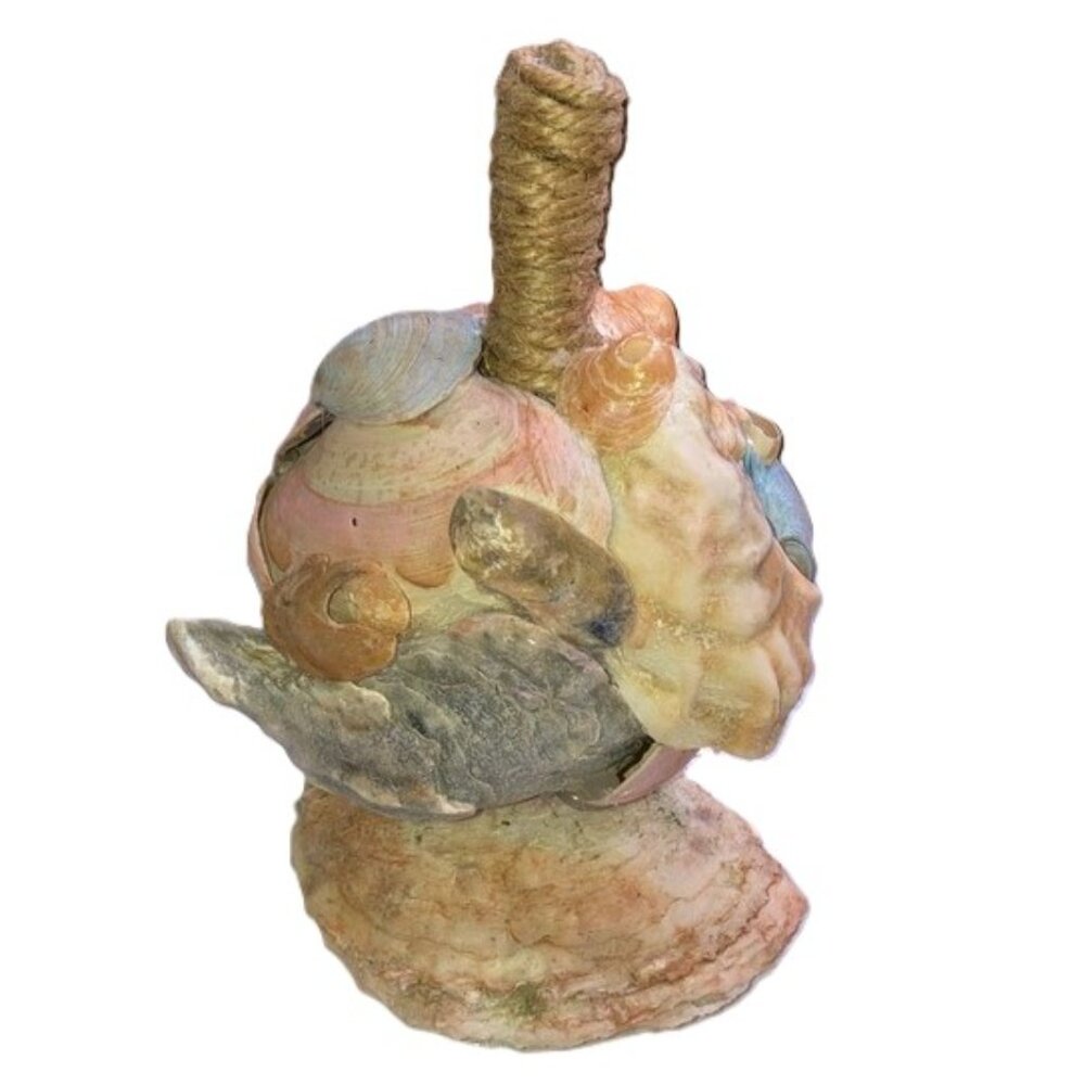 Hand Crafted Shell Decor in Natural Tones Fall Harvest Pumpkin 6.5 x 5 inches